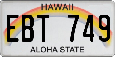 HI license plate EBT749