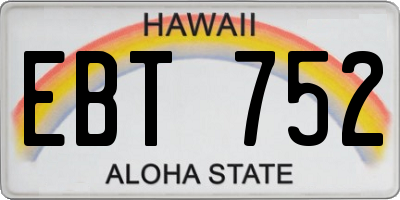 HI license plate EBT752