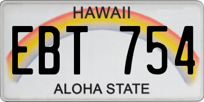 HI license plate EBT754
