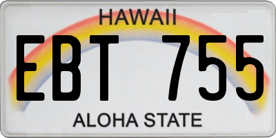 HI license plate EBT755