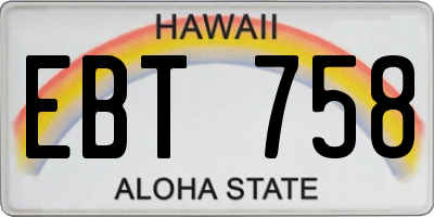 HI license plate EBT758