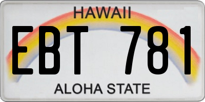 HI license plate EBT781