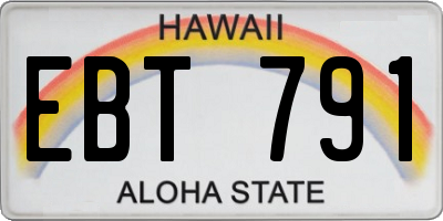 HI license plate EBT791