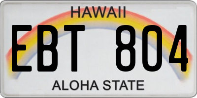 HI license plate EBT804