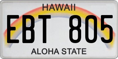 HI license plate EBT805