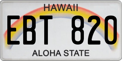 HI license plate EBT820