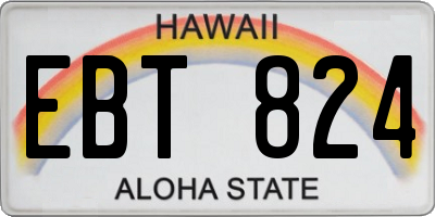 HI license plate EBT824