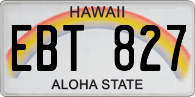 HI license plate EBT827