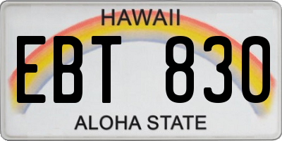 HI license plate EBT830