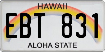 HI license plate EBT831