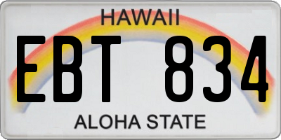 HI license plate EBT834