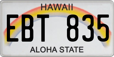 HI license plate EBT835