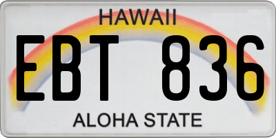 HI license plate EBT836