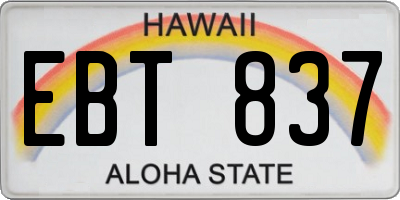 HI license plate EBT837