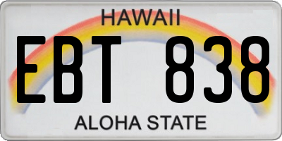 HI license plate EBT838