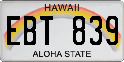 HI license plate EBT839