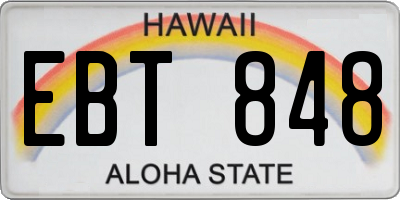 HI license plate EBT848