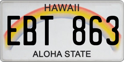 HI license plate EBT863