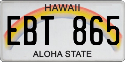 HI license plate EBT865