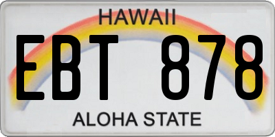 HI license plate EBT878