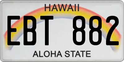 HI license plate EBT882