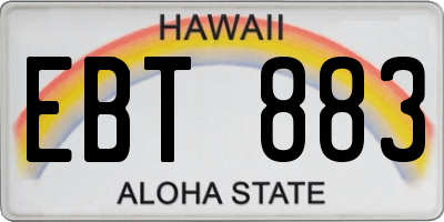 HI license plate EBT883