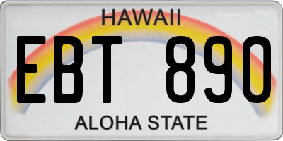 HI license plate EBT890