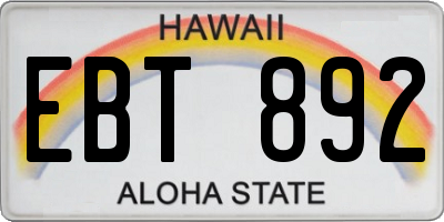 HI license plate EBT892