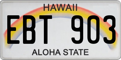 HI license plate EBT903