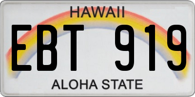 HI license plate EBT919