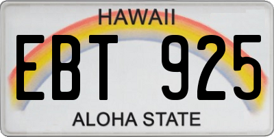 HI license plate EBT925
