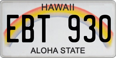 HI license plate EBT930