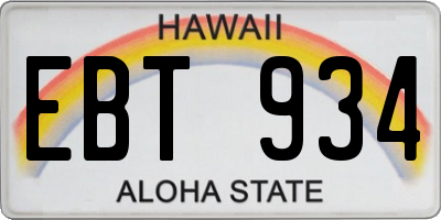 HI license plate EBT934