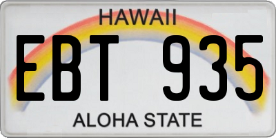 HI license plate EBT935