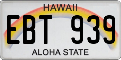 HI license plate EBT939