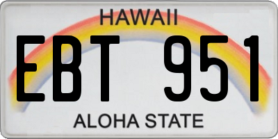 HI license plate EBT951