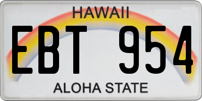 HI license plate EBT954