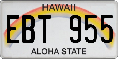 HI license plate EBT955