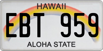 HI license plate EBT959