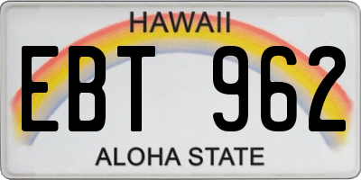 HI license plate EBT962