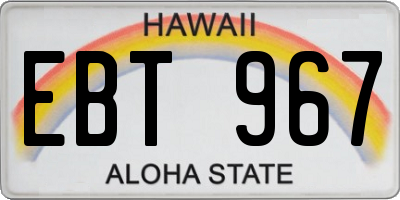 HI license plate EBT967