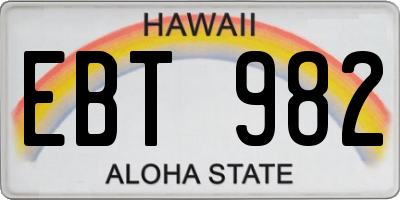 HI license plate EBT982