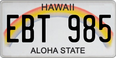 HI license plate EBT985