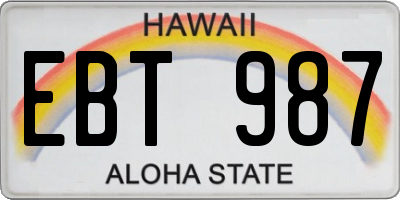 HI license plate EBT987