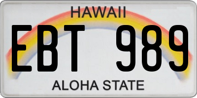 HI license plate EBT989