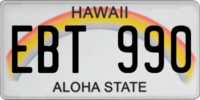 HI license plate EBT990