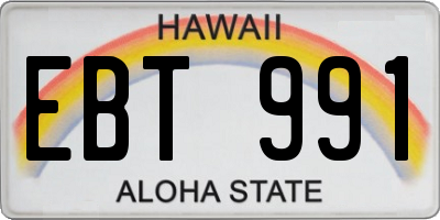 HI license plate EBT991