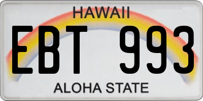HI license plate EBT993
