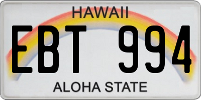 HI license plate EBT994