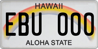 HI license plate EBU000
